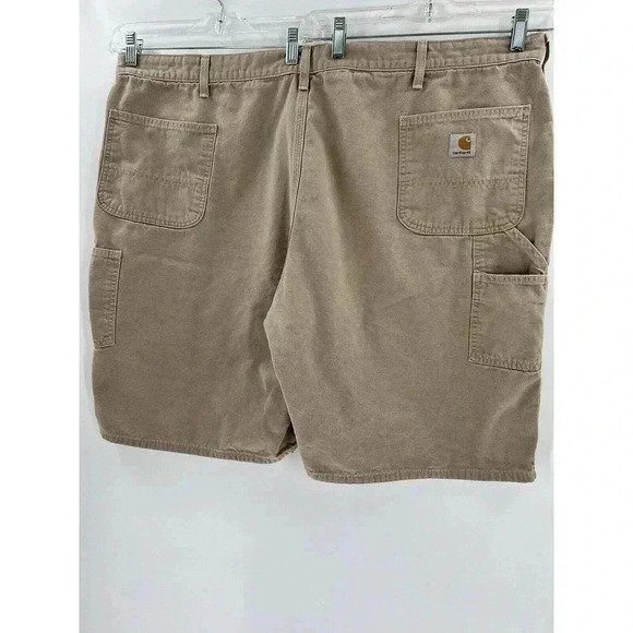 Carhartt Cargo Shorts Mens Tan Khaki Size 50X10 Pockets original Fit Flat Front - Picture 7 of 11